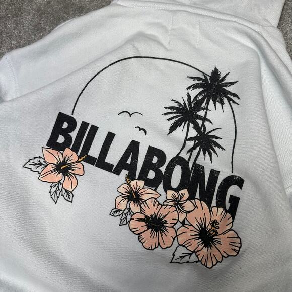 Billabong White Graphic Hoodie Size Large Y2K Surfwear 2000s Graphic Skater - Picture 2 of 7